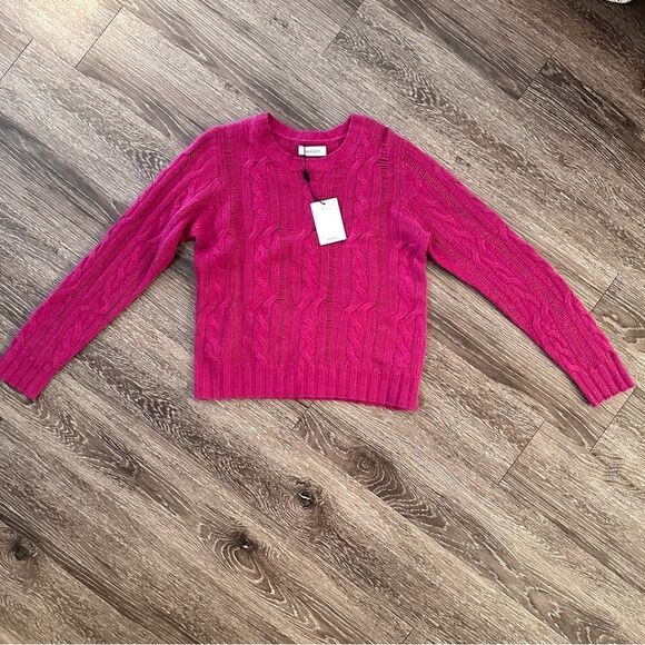 Naadam Open Cable Crewneck New - Picture 1 of 5